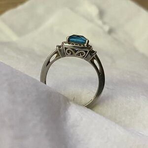 Sterling Silver Blue Topaz Ring with accents
